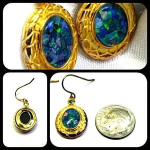 Opal Swiss Blue & Topaz Gold over Sterling Silver 💙 Earrings